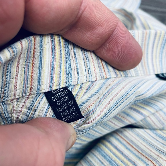 Ike Behar Tan, Blue, Red & Gold Stripe Shirt L - Picture 4 of 5